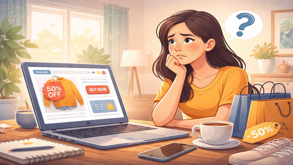 How to avoid overspending during online sales by thinking before buying and controlling impulse purchases