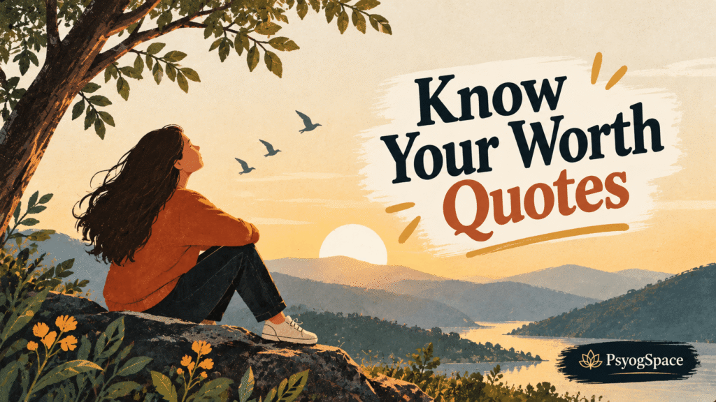 Inspirational illustration about knowing your worth, self-confidence, and recognising your personal value, created by PsyogSpace.