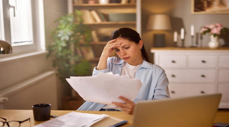 Quiet moment of financial shame and money stress